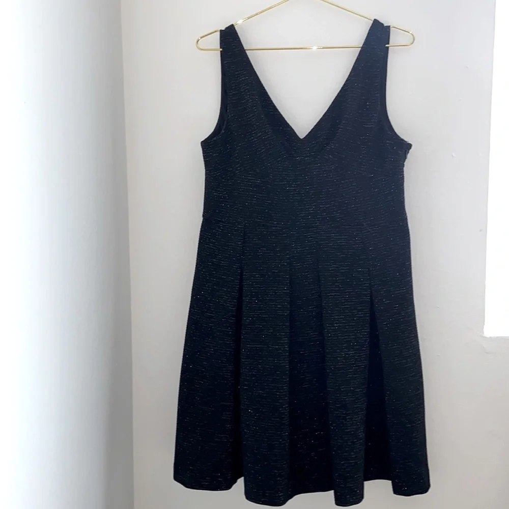 Betsey Johnson Black & Silver Fit & Flare Dress w/ Bow on Back - Picture 3 of 8